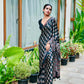 Beautiful Ajarakh print with Real mirror work saree