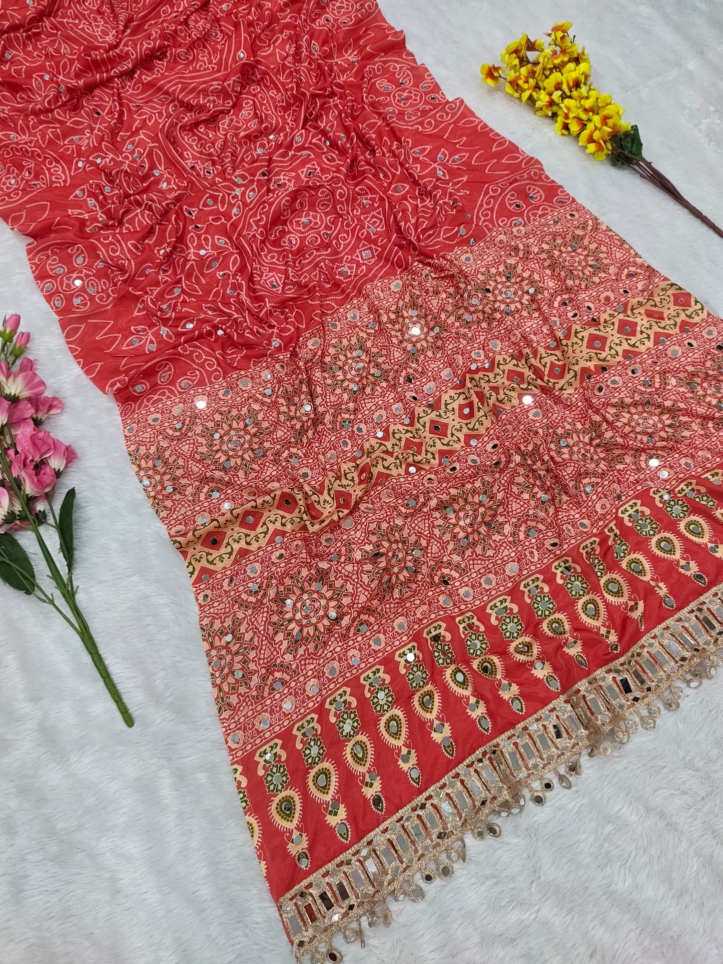 Presenting You Most Beautiful Latest Real Mirror Work Saree Collection