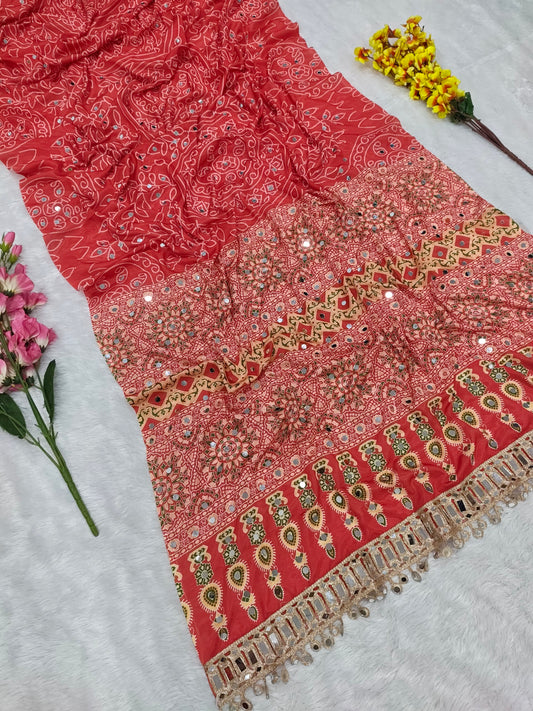Presenting You Most Beautiful Latest Real Mirror Work Saree Collection
