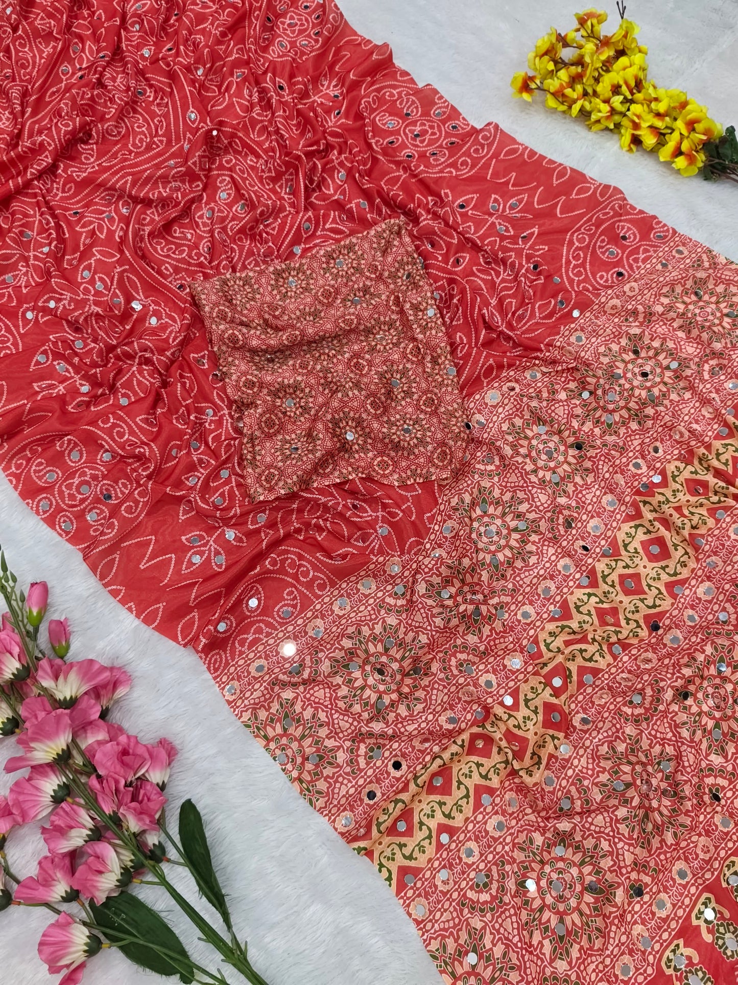 Presenting You Most Beautiful Latest Real Mirror Work Saree Collection