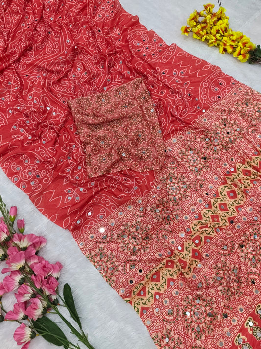 Presenting You Most Beautiful Latest Real Mirror Work Saree Collection