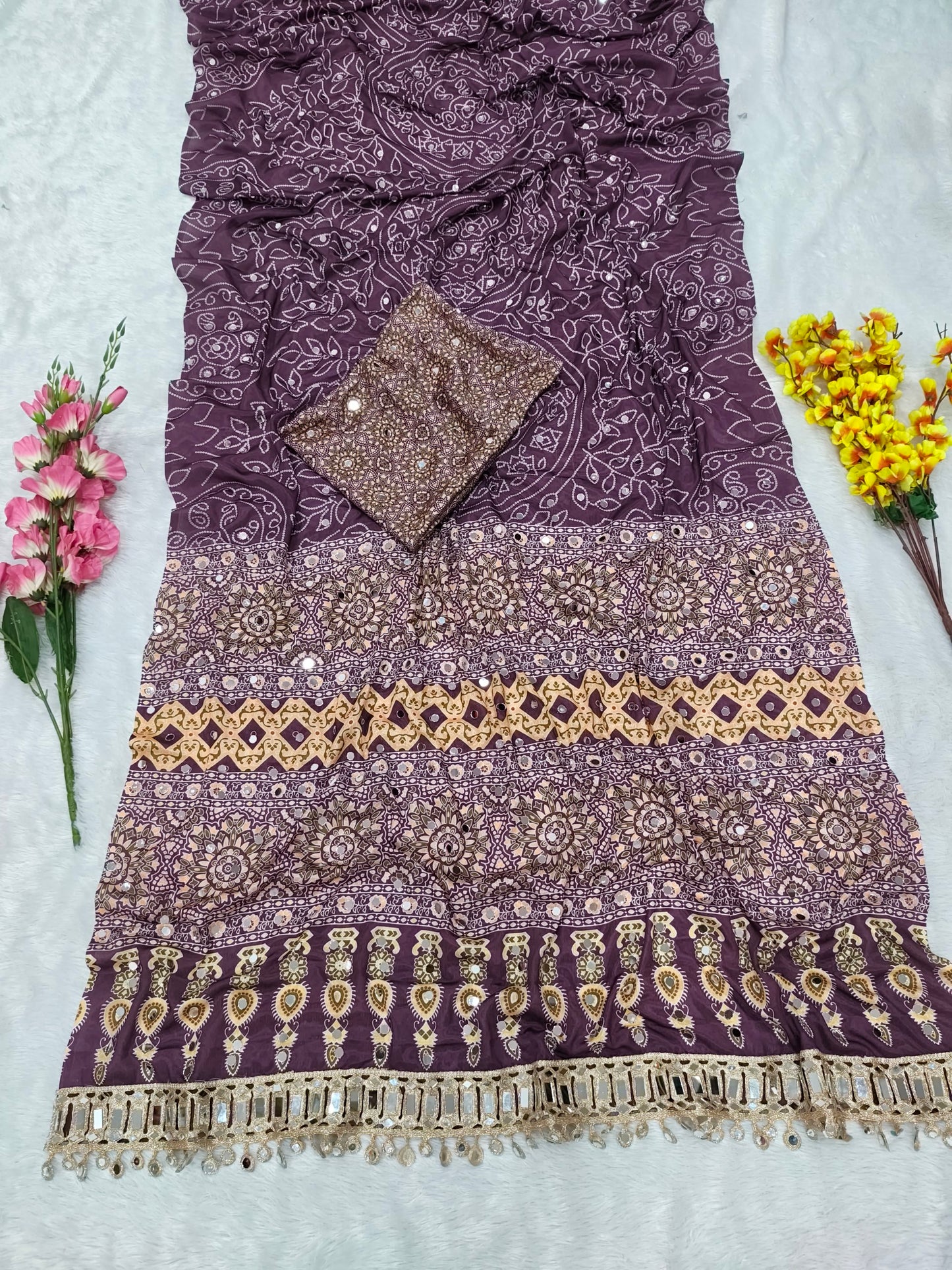 Presenting You Most Beautiful Latest Real Mirror Work Saree Collection