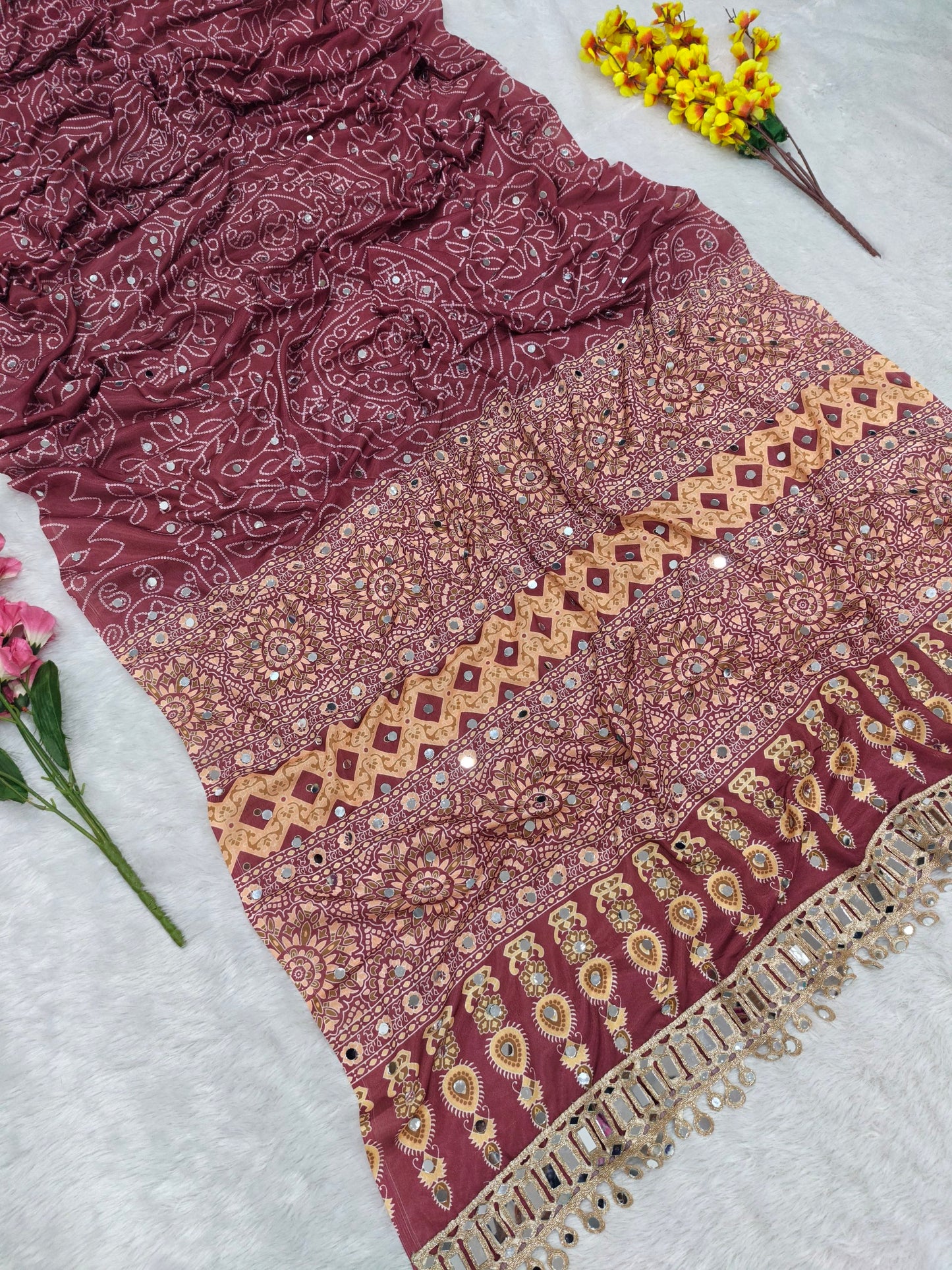 Presenting You Most Beautiful Latest Real Mirror Work Saree Collection