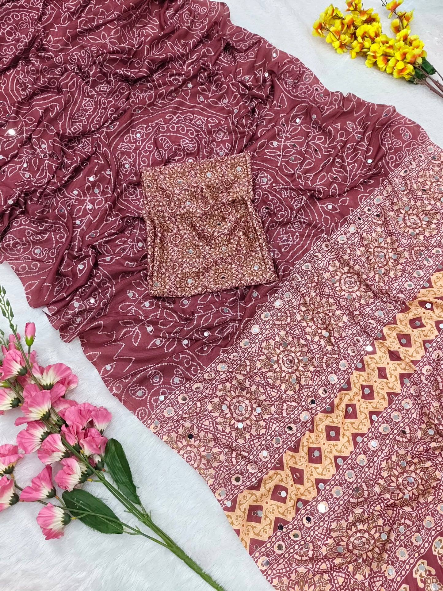 Presenting You Most Beautiful Latest Real Mirror Work Saree Collection