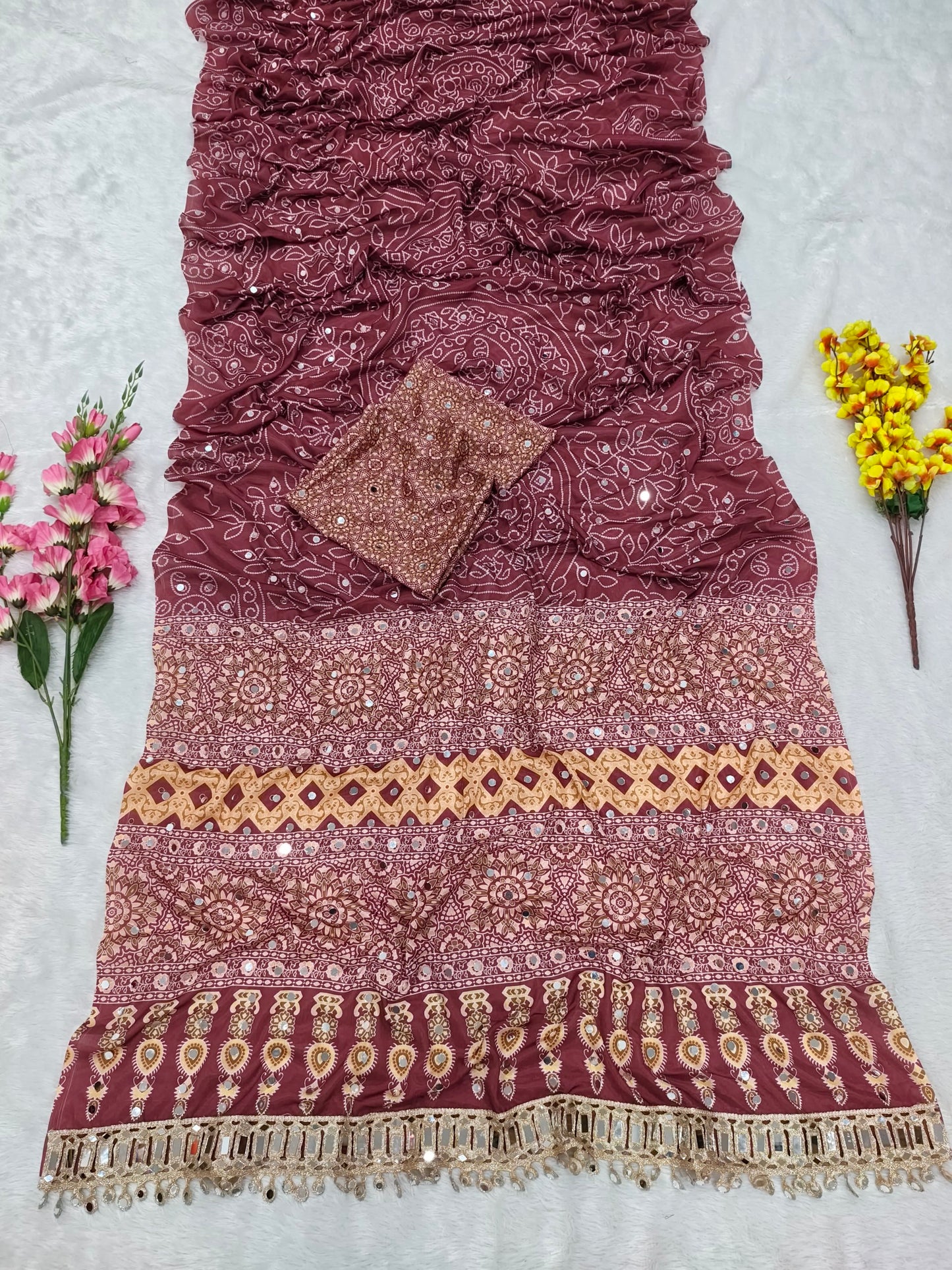 Presenting You Most Beautiful Latest Real Mirror Work Saree Collection