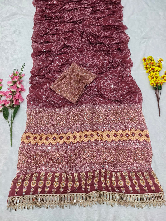 Presenting You Most Beautiful Latest Real Mirror Work Saree Collection