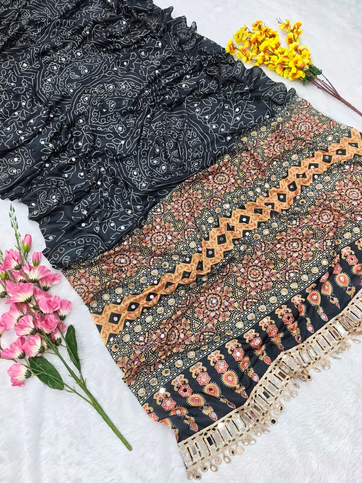Presenting You Most Beautiful Latest Real Mirror Work Saree Collection