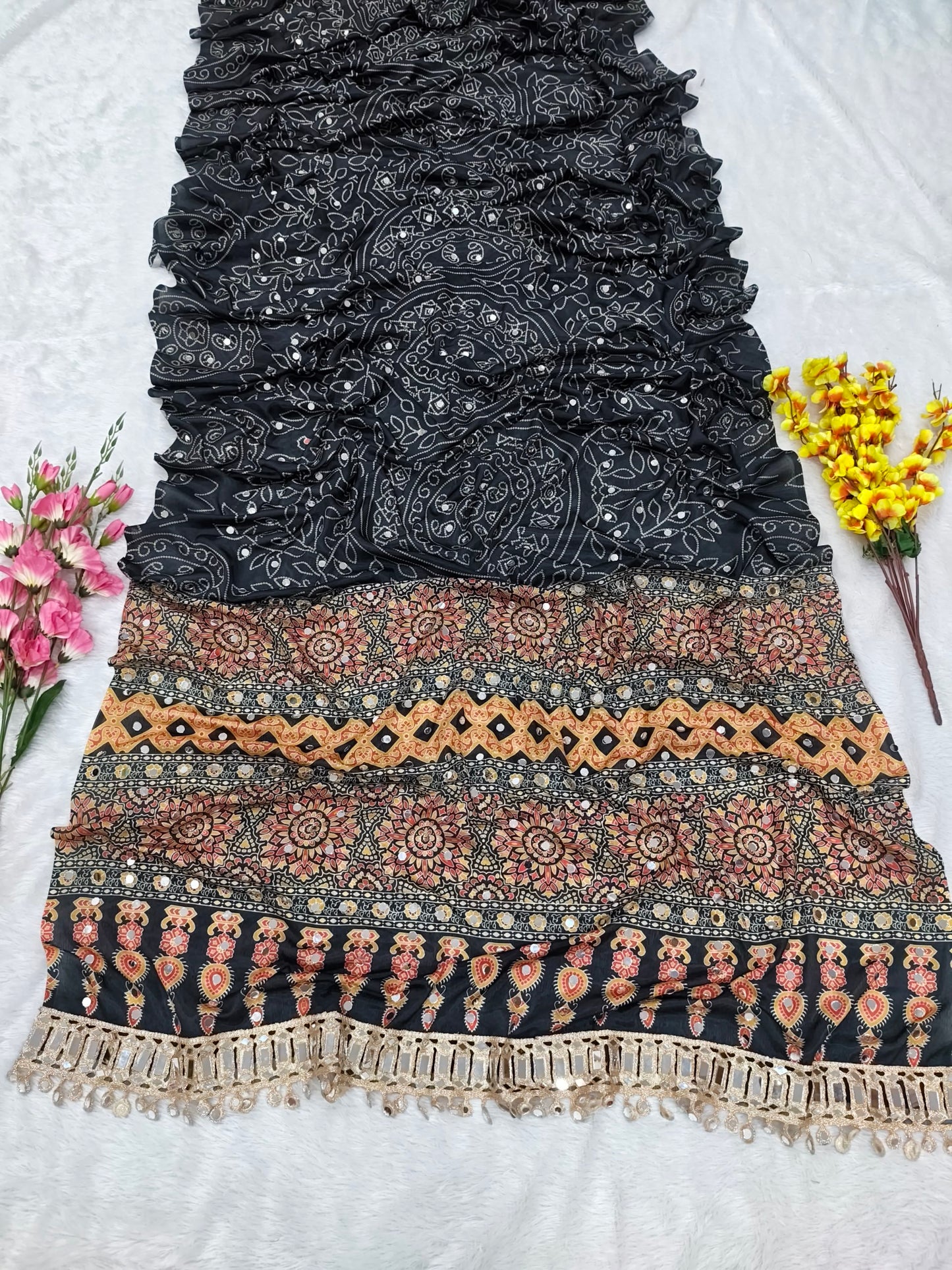 Presenting You Most Beautiful Latest Real Mirror Work Saree Collection