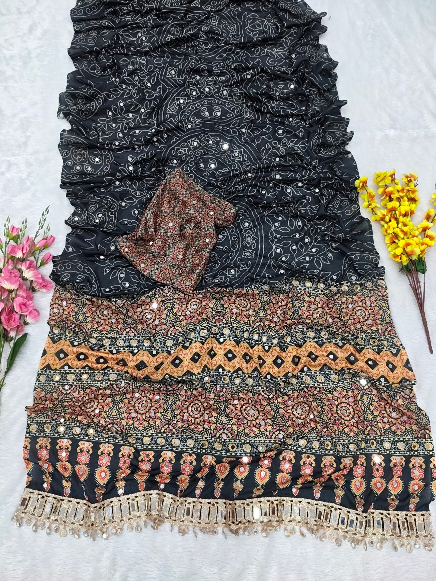Presenting You Most Beautiful Latest Real Mirror Work Saree Collection