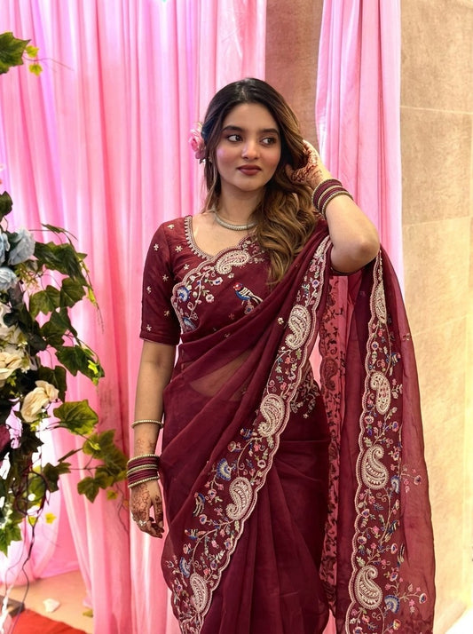 Designer Wedding Party Wear Soft Silk Saree