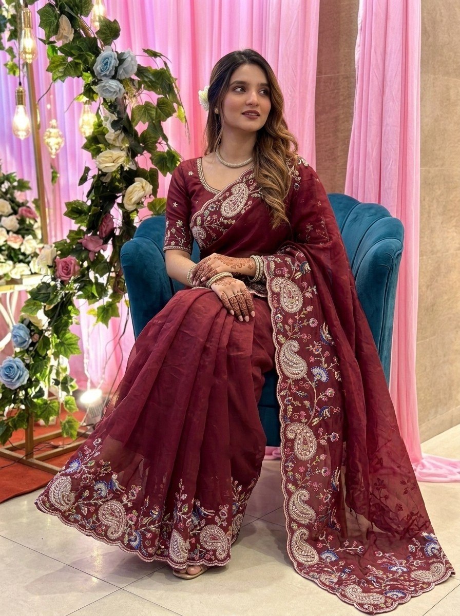 Designer Wedding Party Wear Soft Silk Saree