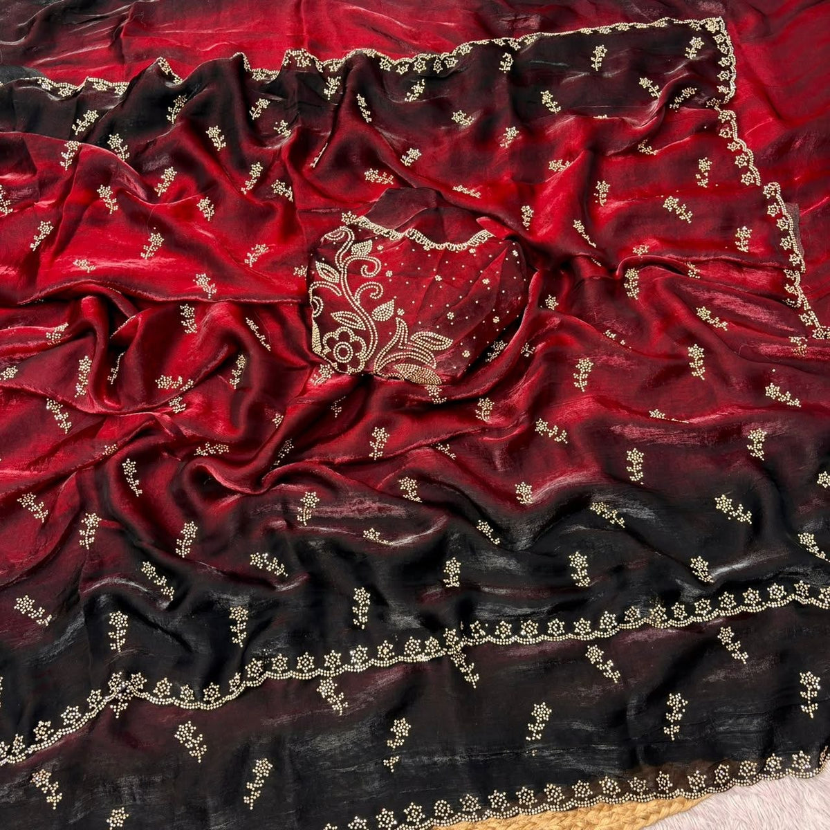 Space silk padding With Beautiful jarkhan Work saree