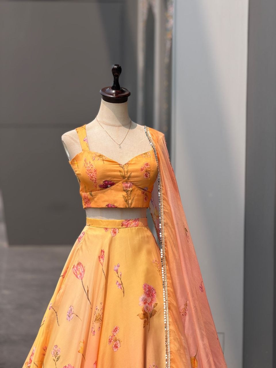 Pure soft Organza digital printed lehnga