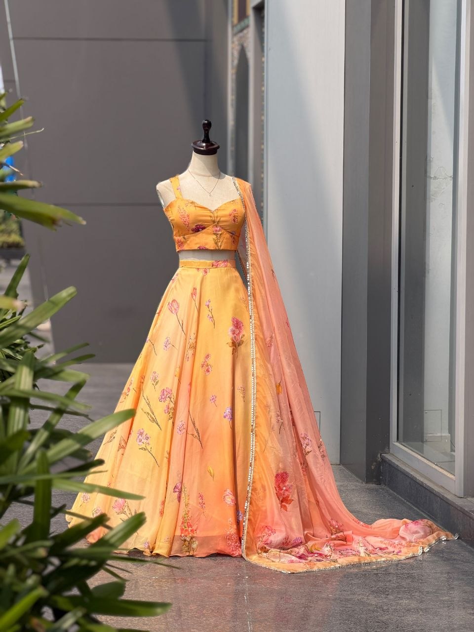 Pure soft Organza digital printed lehnga