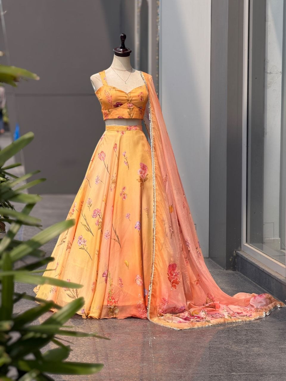 Pure soft Organza digital printed lehnga