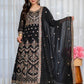 Faux Blooming With Heavy 3/mm Sequins & Zari work suit