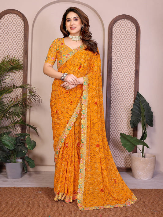 Bandhej Georgette Saree
