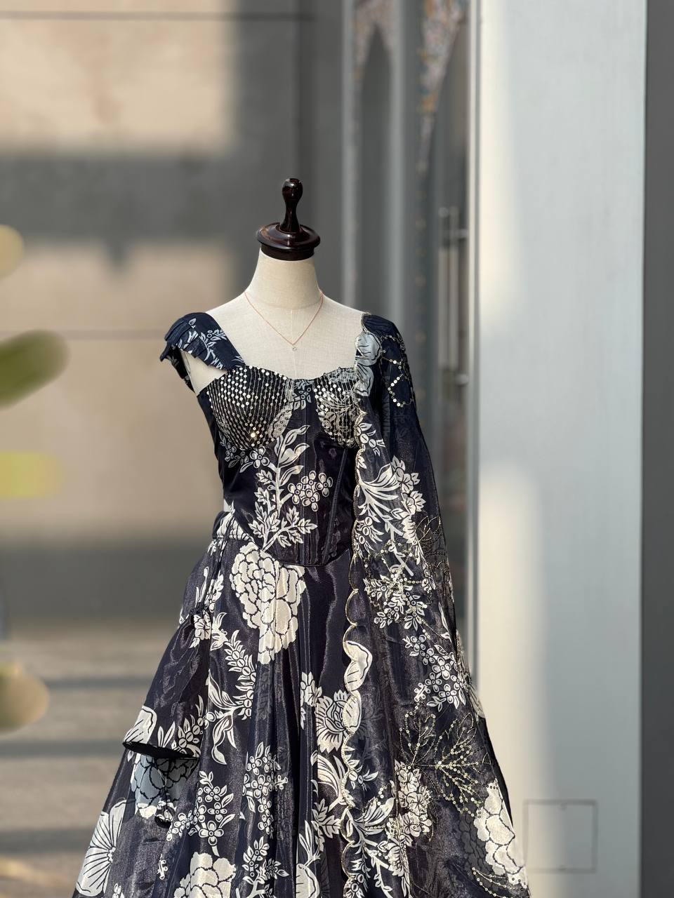 Pure jimy Organza digital printed lehnga