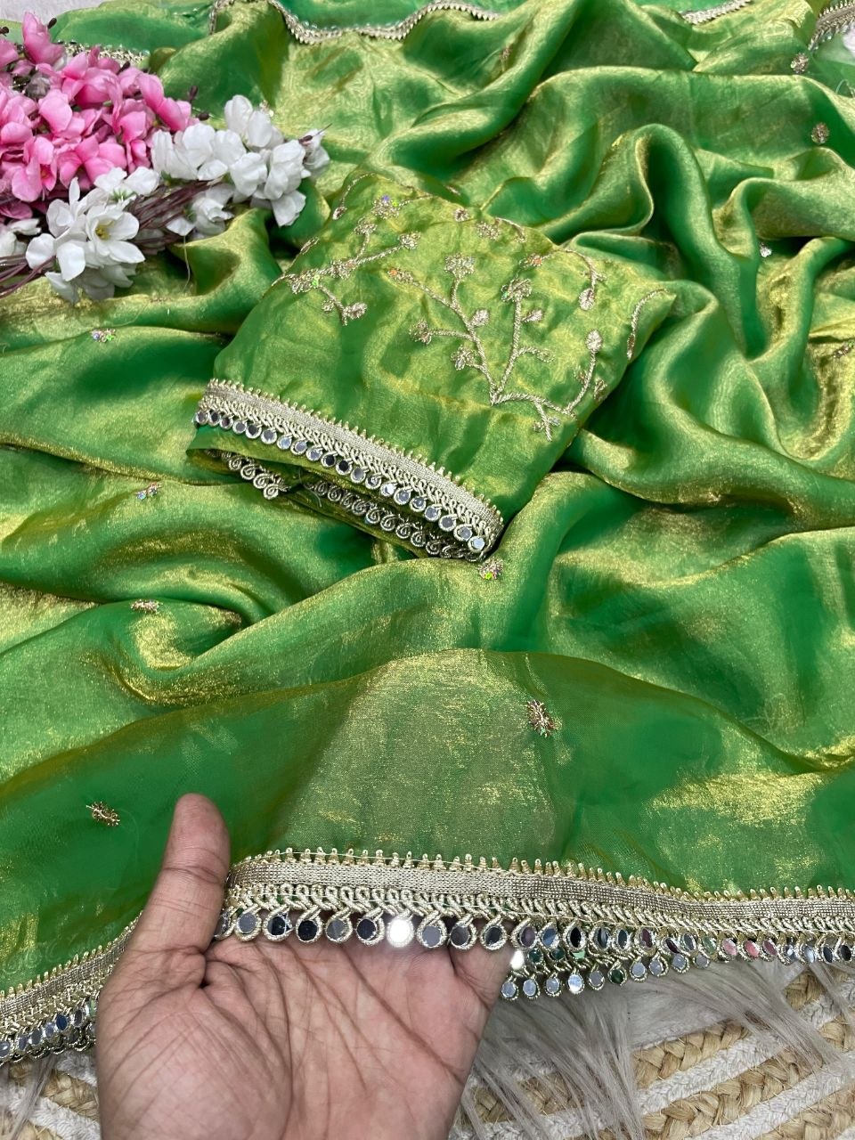 Beautiful Sequence butti all over Saree