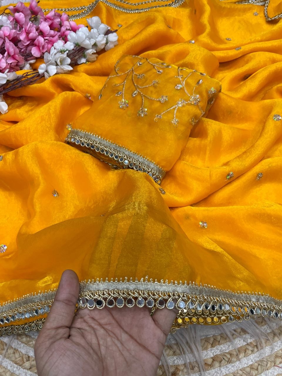 Beautiful Sequence butti all over Saree