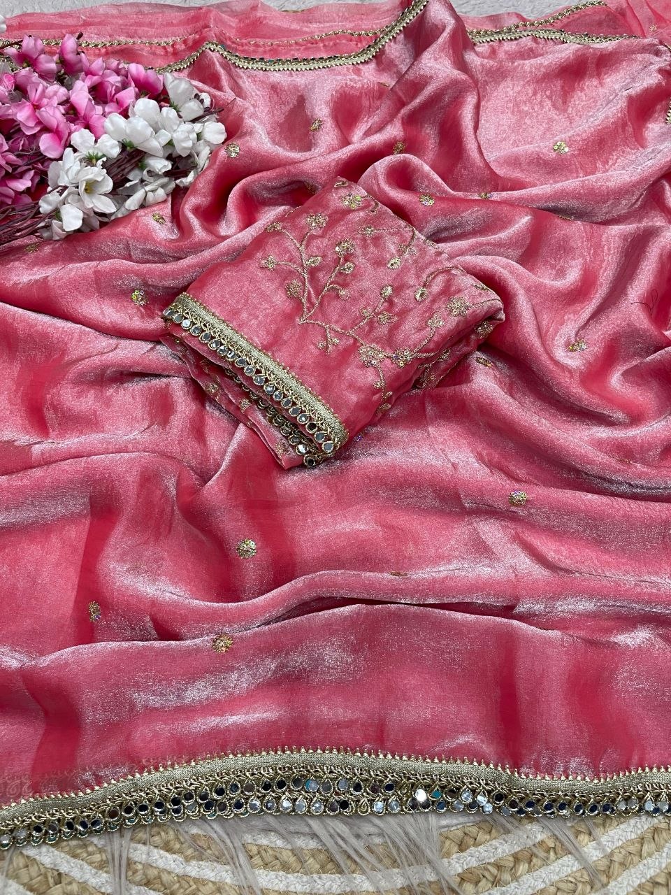 Beautiful Sequence butti all over Saree