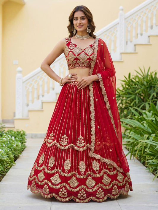 Faux Georgeet Sequins and Zari Embroidery Work Choli