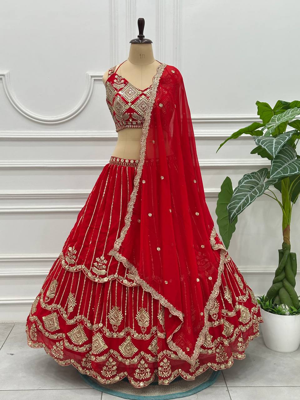Faux Georgeet Sequins and Zari Embroidery Work Choli