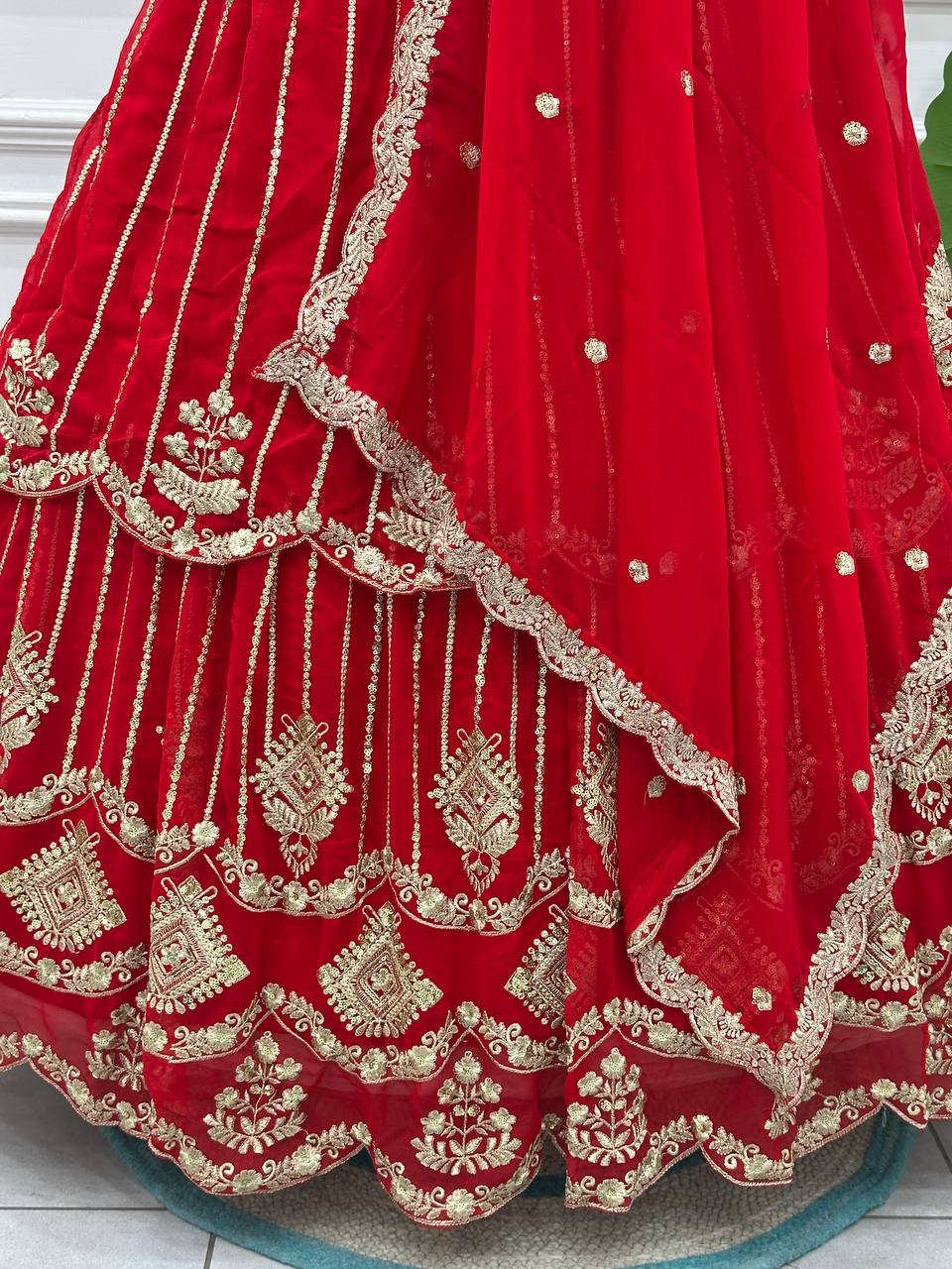 Faux Georgeet Sequins and Zari Embroidery Work Choli