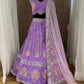 Heavy slub silk lehnga with thread dori paper & rainbow choli