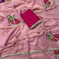 Fendy sattin two ton fully stitched Coding sequence embroidery saree