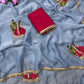 Fendy sattin two ton fully stitched Coding sequence embroidery saree