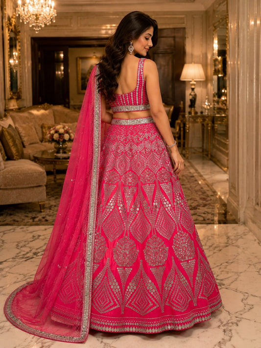 Sehen Sie umwerfend aus in diesem wunderschönen cremefarbenen Lehenga-Set