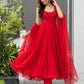 Faux Georgette fabric corset pattern Anarkali with Pretty Daimond detailing