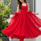 Faux Georgette fabric corset pattern Anarkali with Pretty Daimond detailing