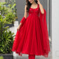 Faux Georgette fabric corset pattern Anarkali with Pretty Daimond detailing