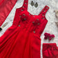 Faux Georgette fabric corset pattern Anarkali with Pretty Daimond detailing