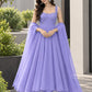 Faux Georgette fabric corset pattern Anarkali with Pretty Daimond detailing