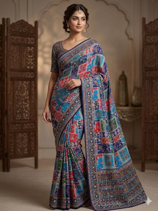 Presenting You Most Beautiful Latest Real Mirror Work Saree Collection