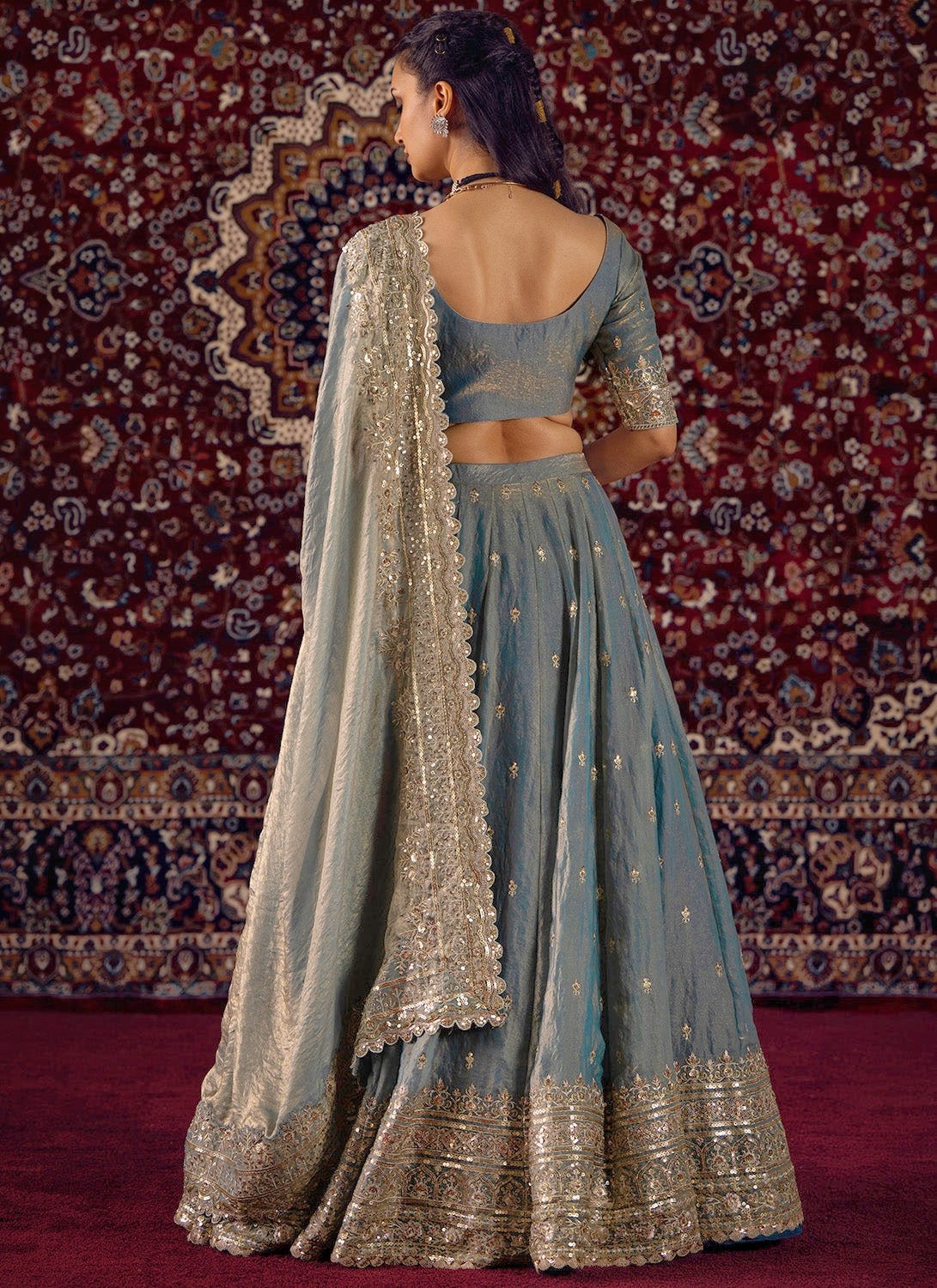 Fandy Silk Dori Zari Sequence Embroidery Work Choli