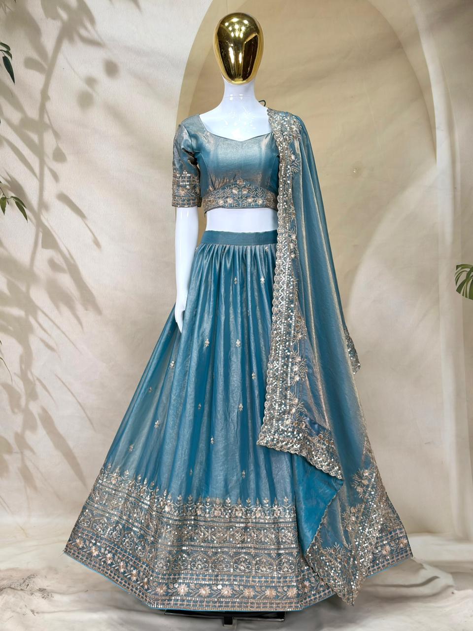 Fandy Silk Dori Zari Sequence Embroidery Work Choli