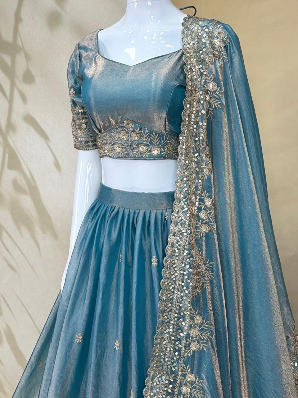 Fandy Silk Dori Zari Sequence Embroidery Work Choli