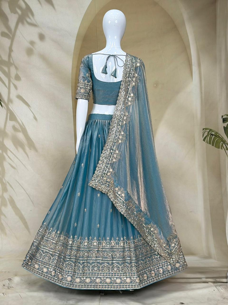 Fandy Silk Dori Zari Sequence Embroidery Work Choli