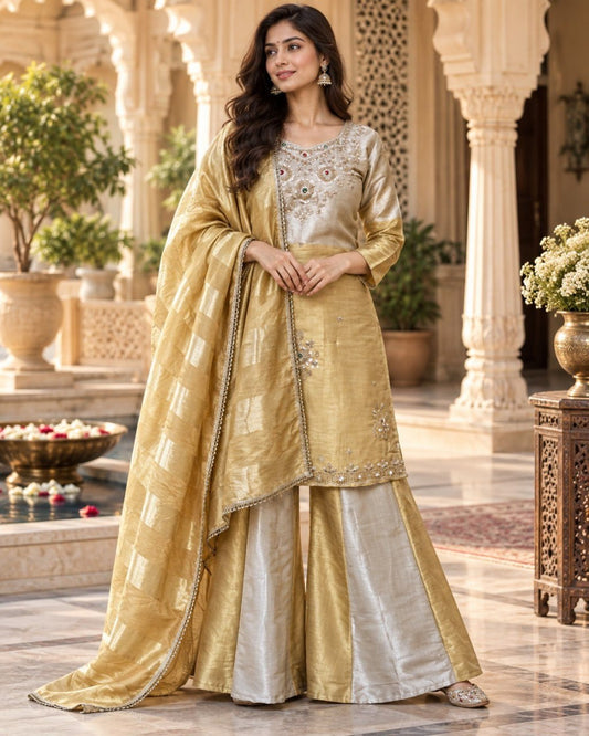 Pure Banarasi viscose fabric Beautiful BEADS And Stone Work Suit