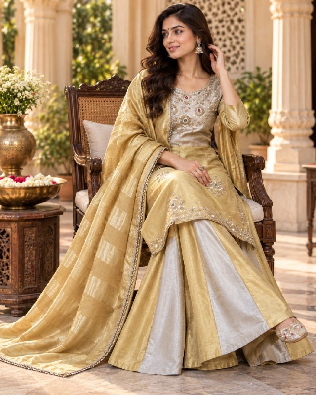 Pure Banarasi viscose fabric Beautiful BEADS And Stone Work Suit