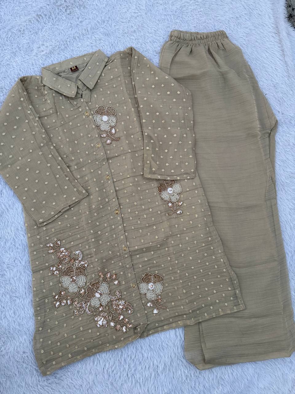 Salsa butti Heavy beads Work Co-Ords Set