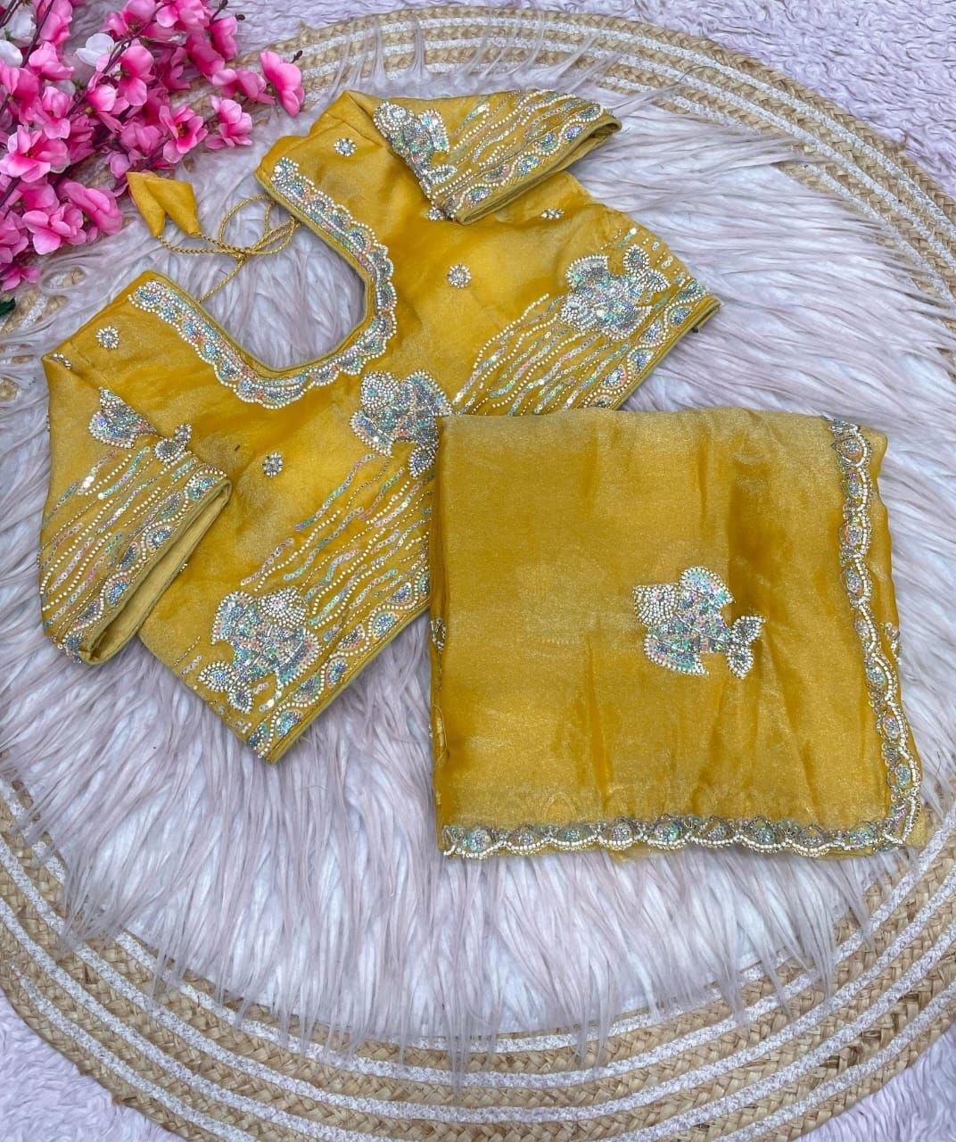 Beautiful Sequence Brits C- pallu work along saree
