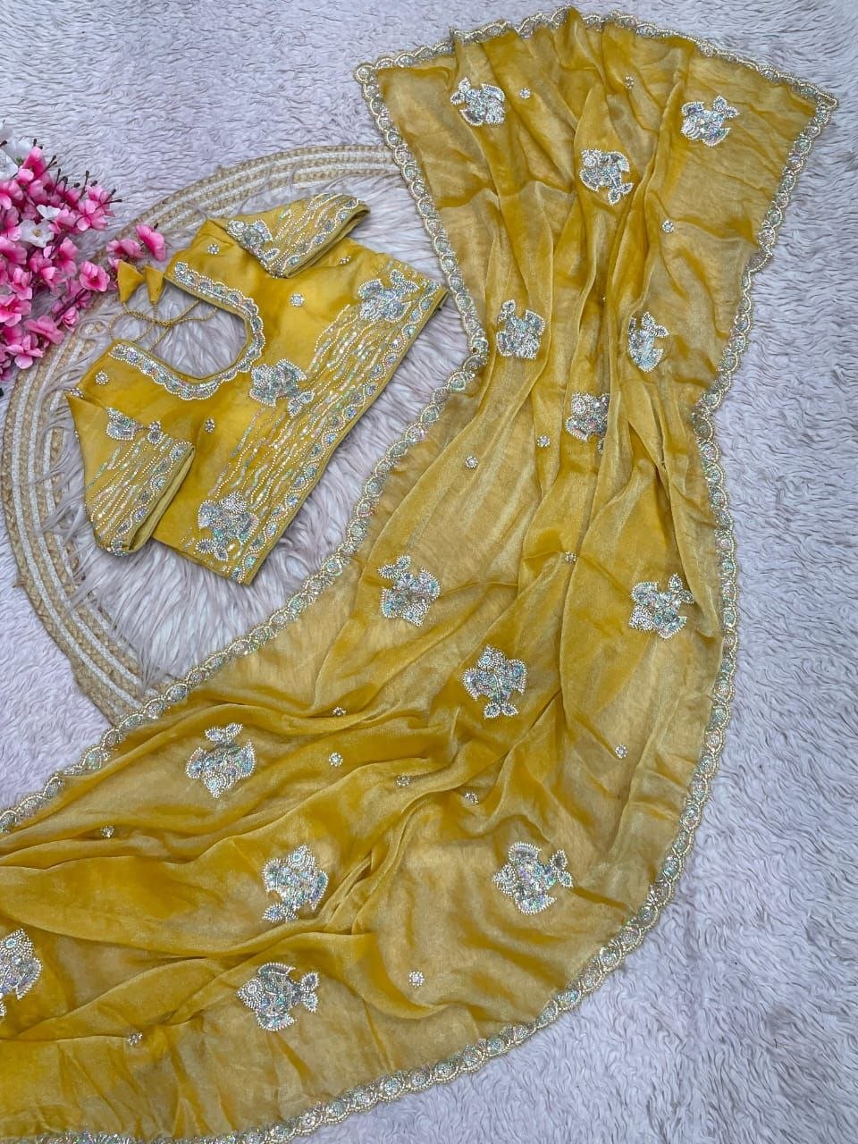 Beautiful Sequence Brits C- pallu work along saree