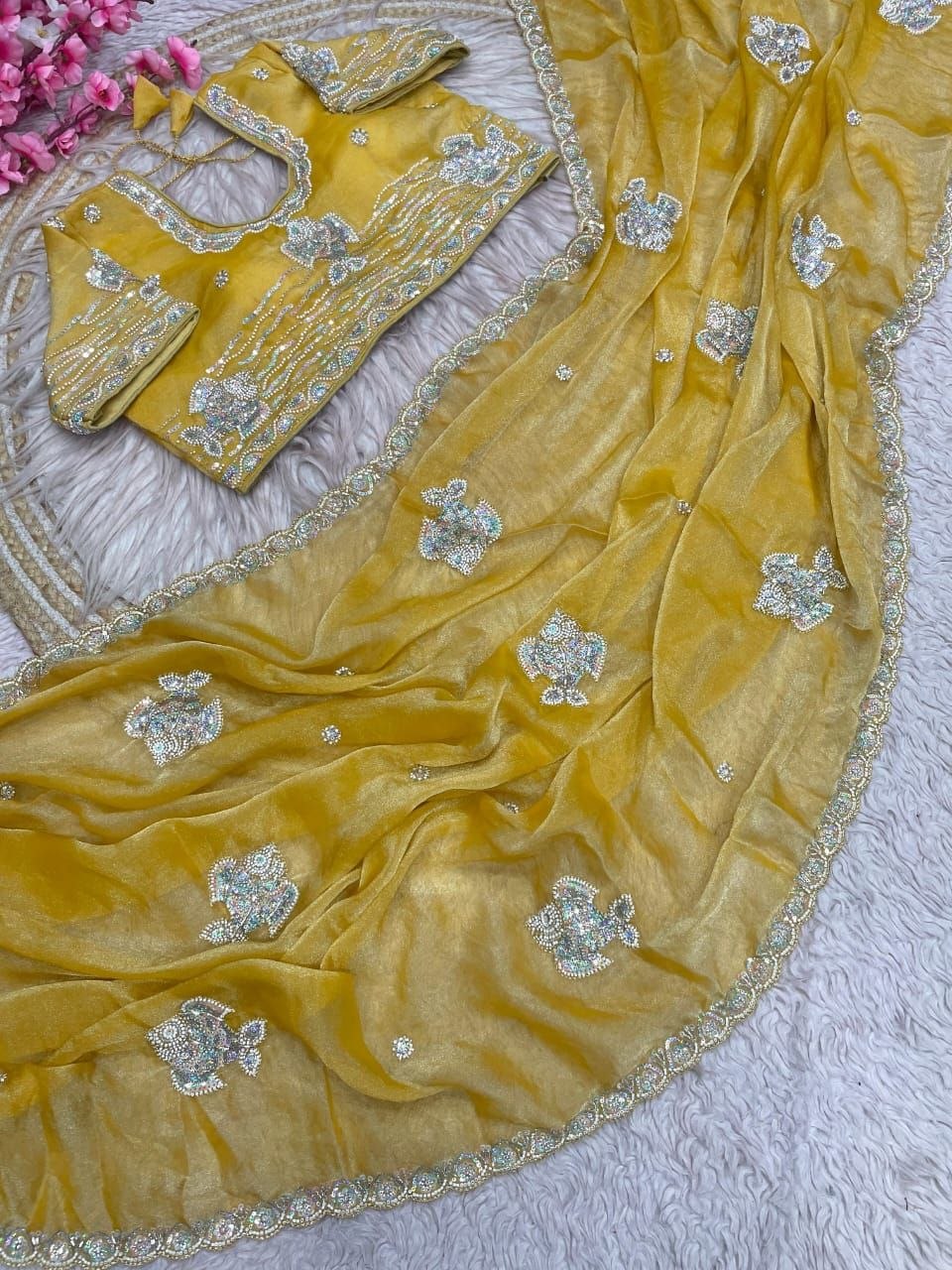 Beautiful Sequence Brits C- pallu work along saree