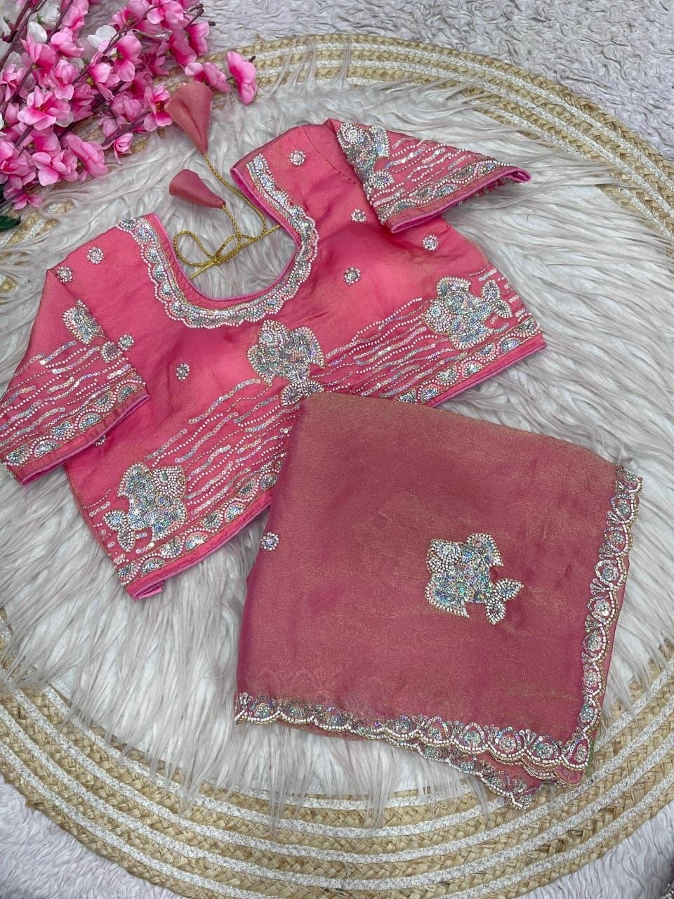 Beautiful Sequence Brits C- pallu work along saree