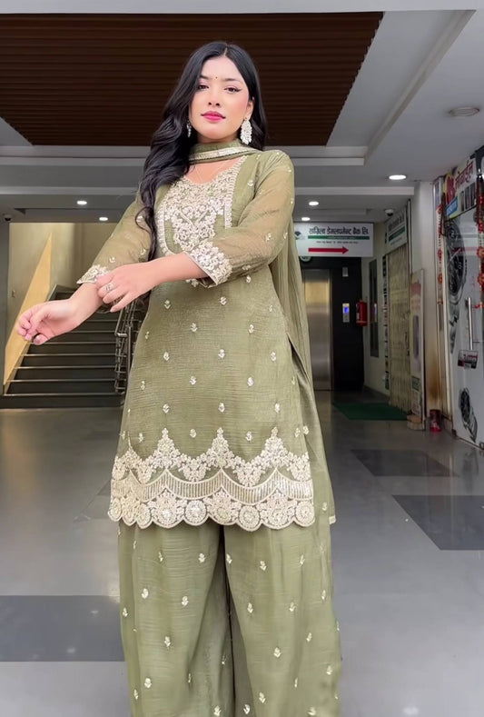 Launching New Designer Party Wear Look Top Sharara Plazzo and Dupatta